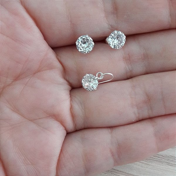 Conjunto De Prata Ponto De Luz 6Mm – Joia em Prata 925 de Qualidade