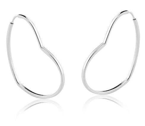 Argola De Prata Coração Fio Quadrado 4,5 Cm – Joia em Prata 925 de Qualidade