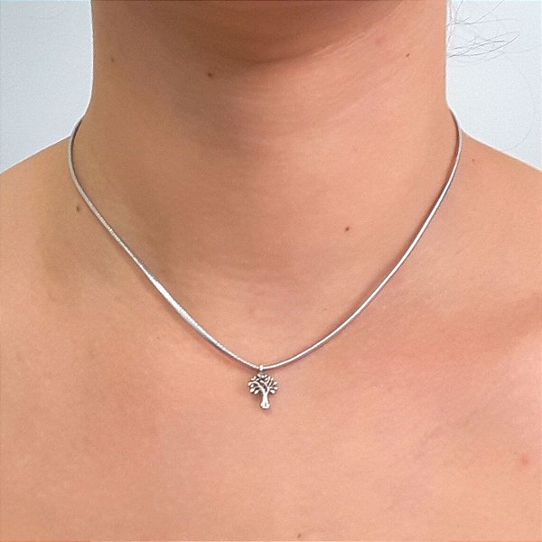 Choker De Prata E Courinho Árvore Da Vida 40Cm – Joia em Prata 925 de Qualidade
