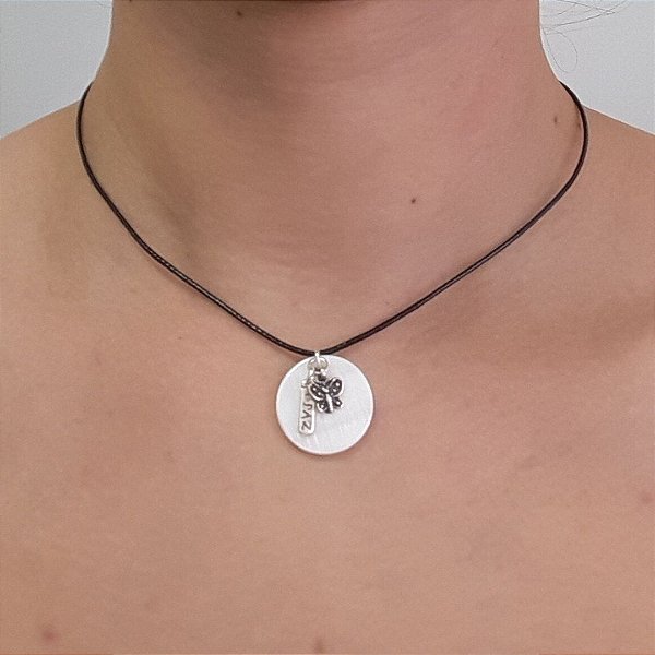 Choker De Prata E Courinho Madrepérola, Paz E Borboleta 40Cm – Joia em Prata 925 de Qualidade