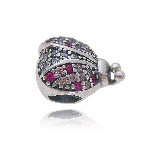 Berloque De Prata Joaninha Com Micro Zircônias – Joia em Prata 925 de Qualidade