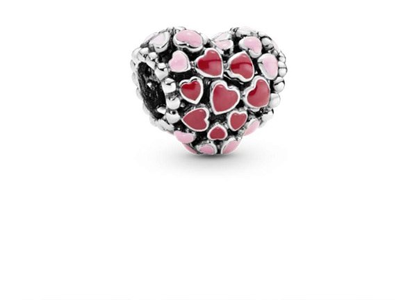 Berloque De Prata Corações Esmaltados – Joia em Prata 925 de Qualidade