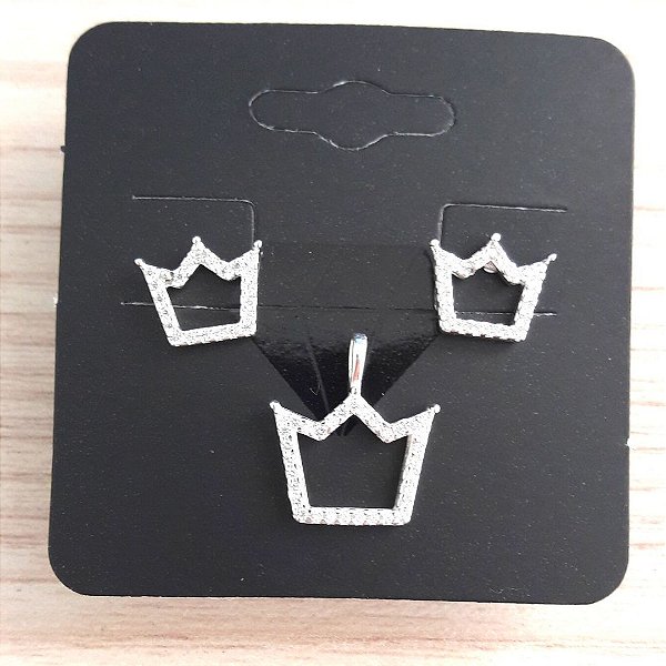Conjunto De Prata Coroa Com Micro Zircônias – Joia em Prata 925 de Qualidade
