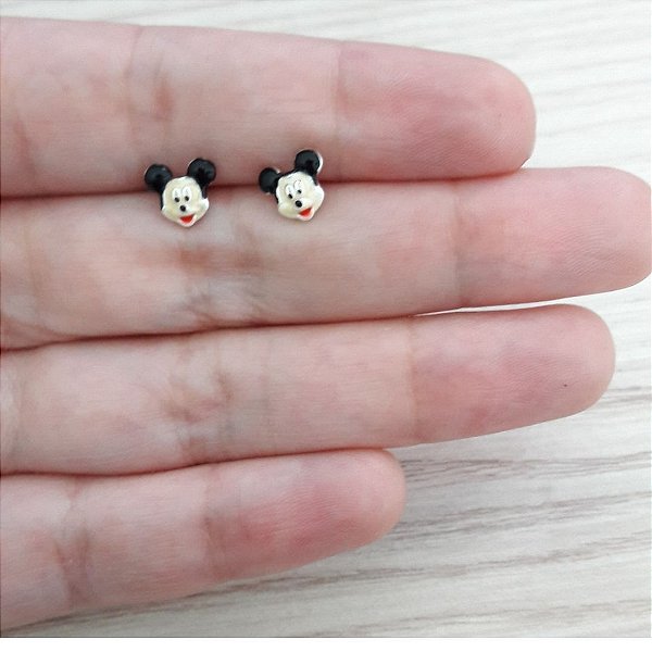 Brinco De Prata Mickey Esmaltado – Joia em Prata 925 de Qualidade