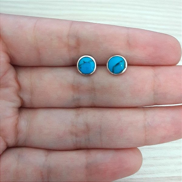Brinco De Prata Com Pedra Turquesa – Joia em Prata 925 de Qualidade