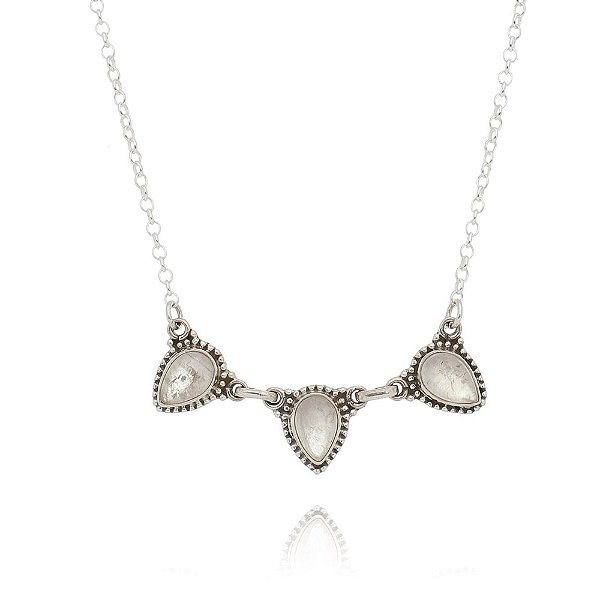 Choker De Prata Com Pedra Gota De Quartzo Rosa – Joia em Prata 925 de Qualidade