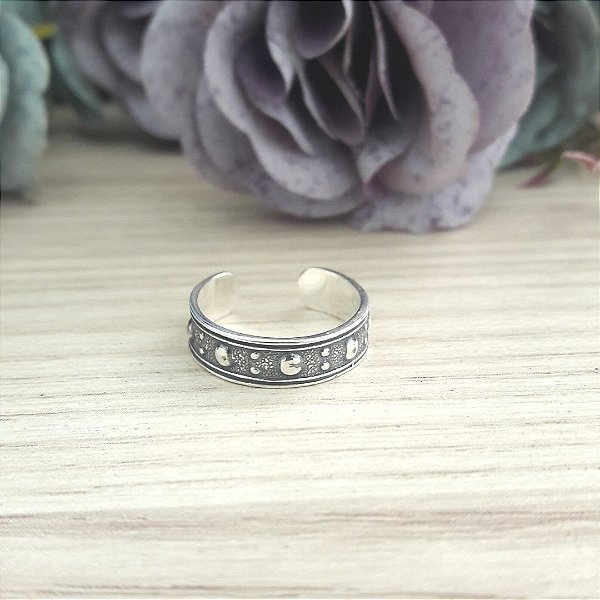 Anel De Prata Bali Falange Bolinhas – Joia em Prata 925 de Qualidade