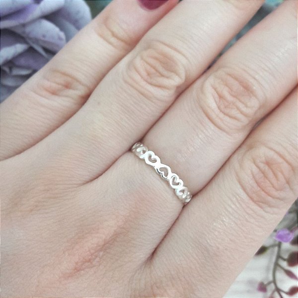 Anel De Prata Corações – Joia em Prata 925 de Qualidade