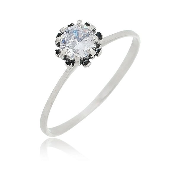 Anel De Prata Solitário Flor – Joia em Prata 925 de Qualidade