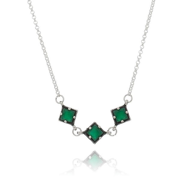 Choker De Prata Melissa Verde Esmeralda – Joia em Prata 925 de Qualidade