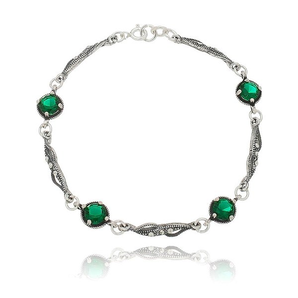 PULSEIRA DE PRATA RIHANNA GREEN