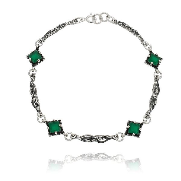 Pulseira De Prata Adele Com Zirconia Esmeralda – Joia em Prata 925 de Qualidade