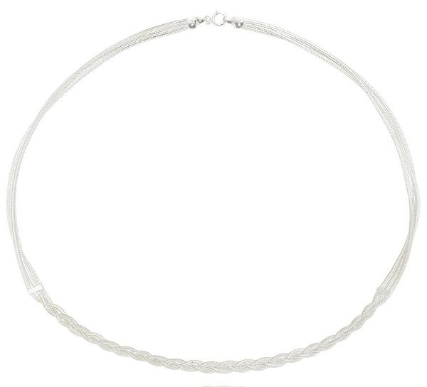 Colar De Prata 3 Fios Detalhes – Joia em Prata 925 de Qualidade