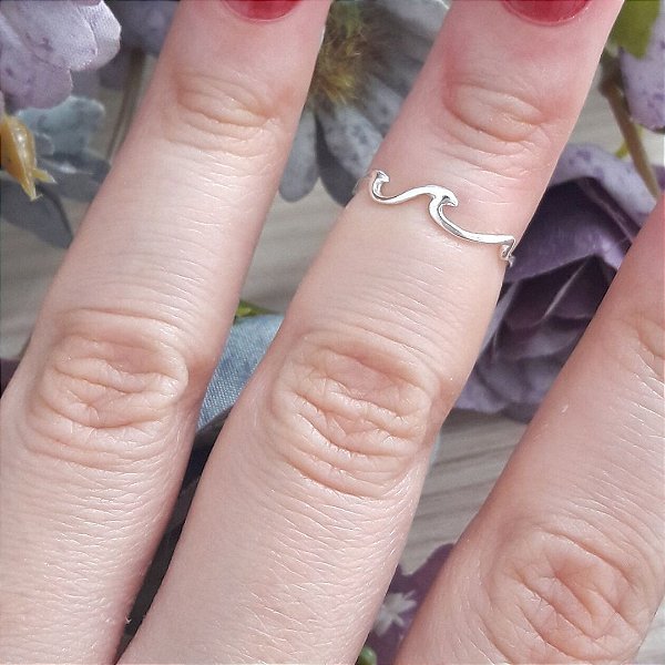 Anel De Prata Falange Ondas Do Mar – Joia em Prata 925 de Qualidade