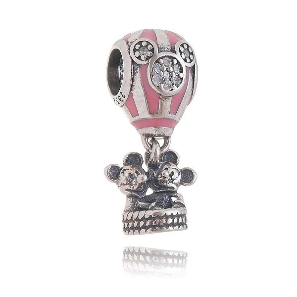 Berloque De Prata Balão Rosa Mickey E Minnie – Joia em Prata 925 de Qualidade