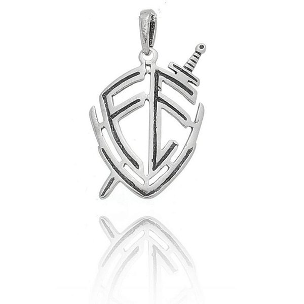 Pingente De Prata Escudo Fé – Joia em Prata 925 de Qualidade