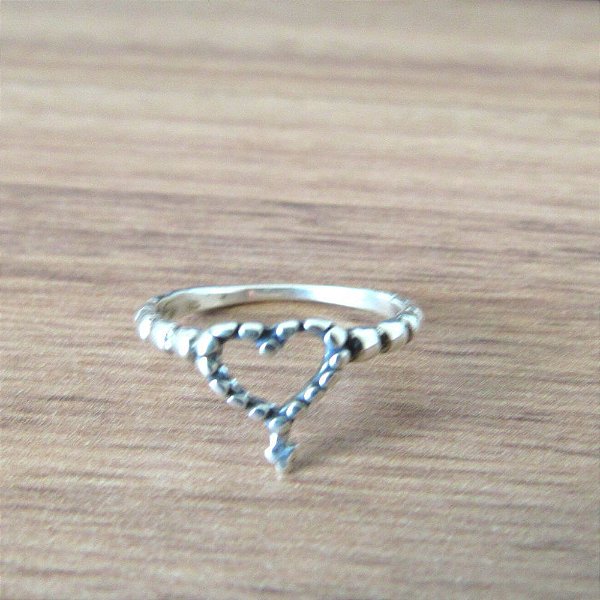 Anel De Prata Bali Coração Vazado E Cruz – Joia em Prata 925 de Qualidade