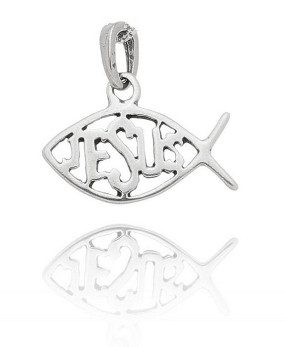 Pingente De Prata Peixe Jesus – Joia em Prata 925 de Qualidade