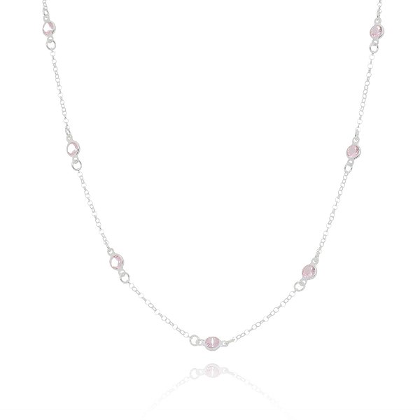 Colar De Prata Riviera Rosa 70 Cm – Joia em Prata 925 de Qualidade