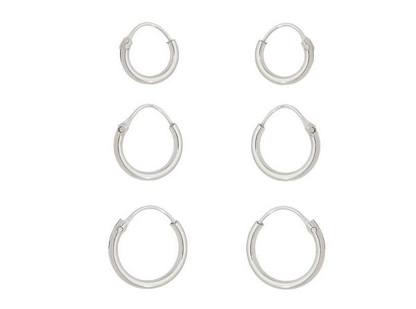 Trio De Argolas Em Prata – Joia em Prata 925 de Qualidade