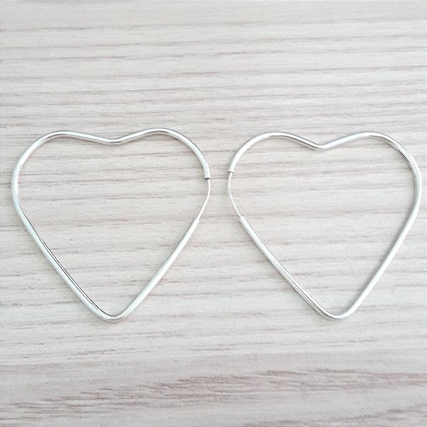 Argola De Prata Coração Fio Redondo 4,5 Cm – Joia em Prata 925 de Qualidade