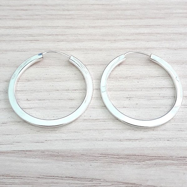 Argola De Prata Fio Retangular 2,7Cm – Joia em Prata 925 de Qualidade