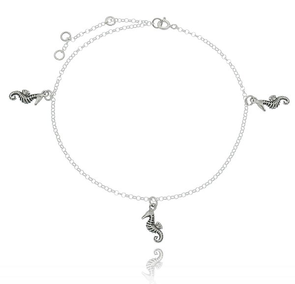 Tornozeleira De Prata Cavalos Marinhos – Joia em Prata 925 de Qualidade