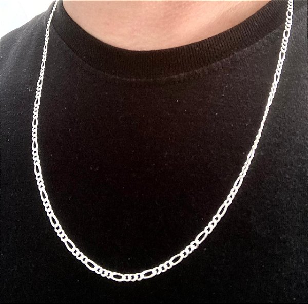 Corrente De Prata 3X1 Fígaro 60 Cm Fina – Joia em Prata 925 de Qualidade
