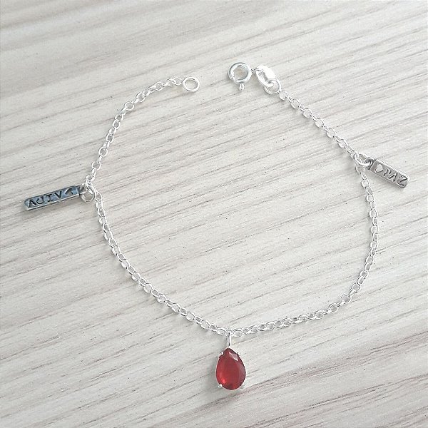 Pulseira De Prata Pingo De Amor Paz E Vida – Joia em Prata 925 de Qualidade
