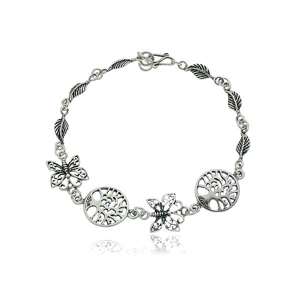 Pulseira De Prata Natureza E Árvore Da Vida – Joia em Prata 925 de Qualidade
