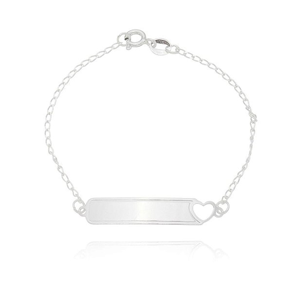 Pulseira De Prata Infantil Coração 15 Cm – Joia em Prata 925 de Qualidade