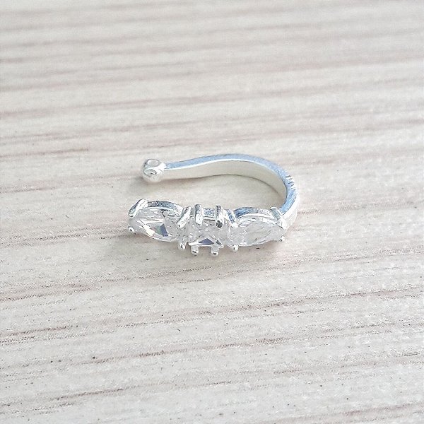 Piercing Fake De Prata 3 Zircônias – Joia em Prata 925 de Qualidade