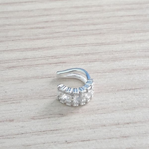 Piercing Fake De Prata Dupla Fileira De Zircônias – Joia em Prata 925 de Qualidade