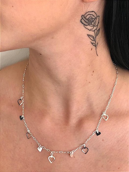 Colar De Prata Corações – Joia em Prata 925 de Qualidade