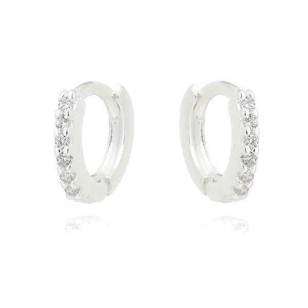 Brinco De Prata Mini Argolinha Com Zircônias – Joia em Prata 925 de Qualidade