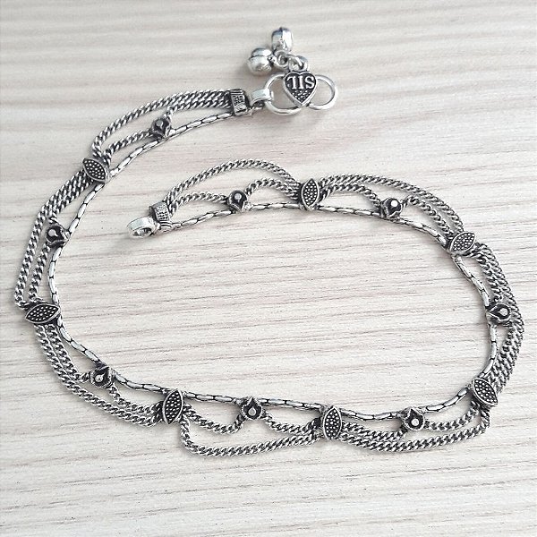 Tornozeleira De Prata Indiana Losango  – Joia em Prata 925 de Qualidade