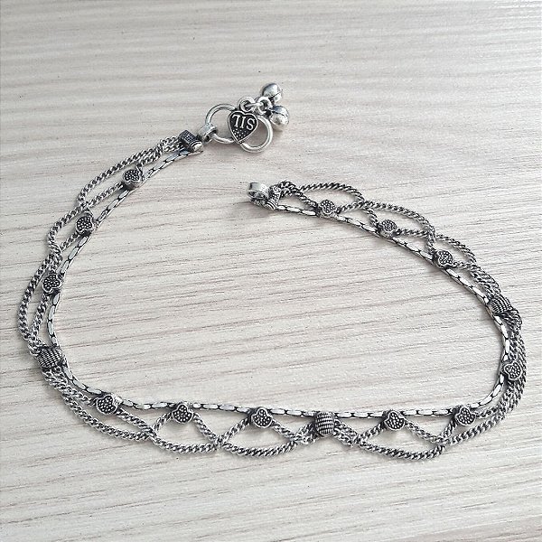 Tornozeleira De Prata Indiana Hindi – Joia em Prata 925 de Qualidade