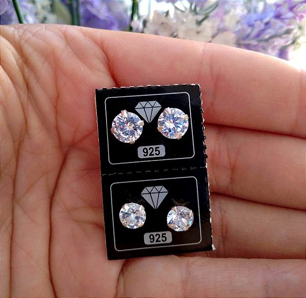 Duo De Brincos Zircônia Redonda – Joia em Prata 925 de Qualidade