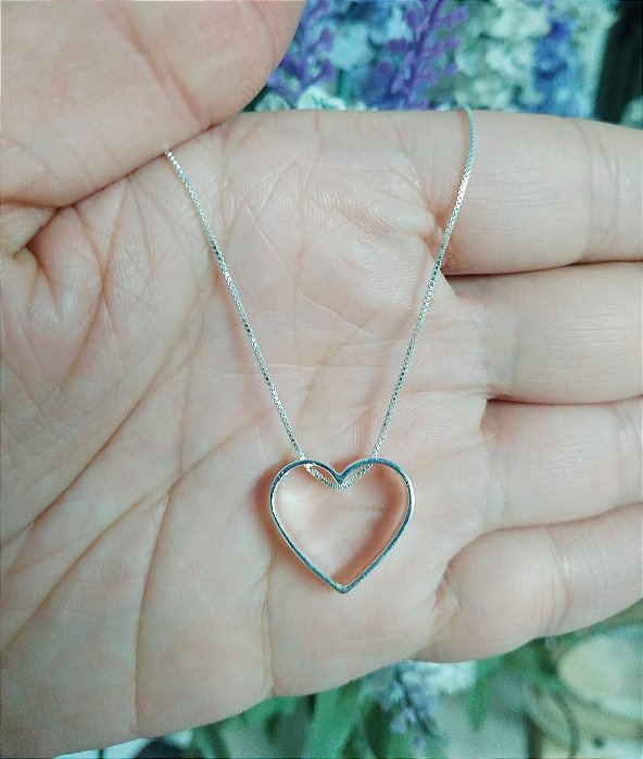 Colar De Prata Coração Médio – Joia em Prata 925 de Qualidade