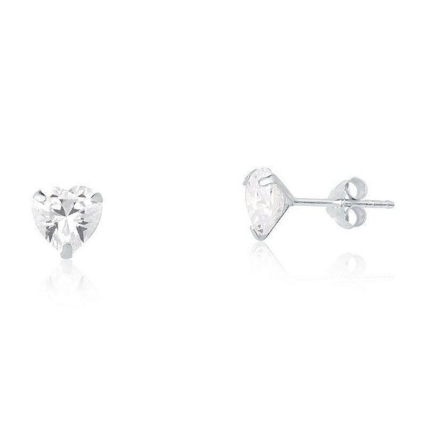 Brinco De Prata Coração Zircônia 5Mm – Joia em Prata 925 de Qualidade