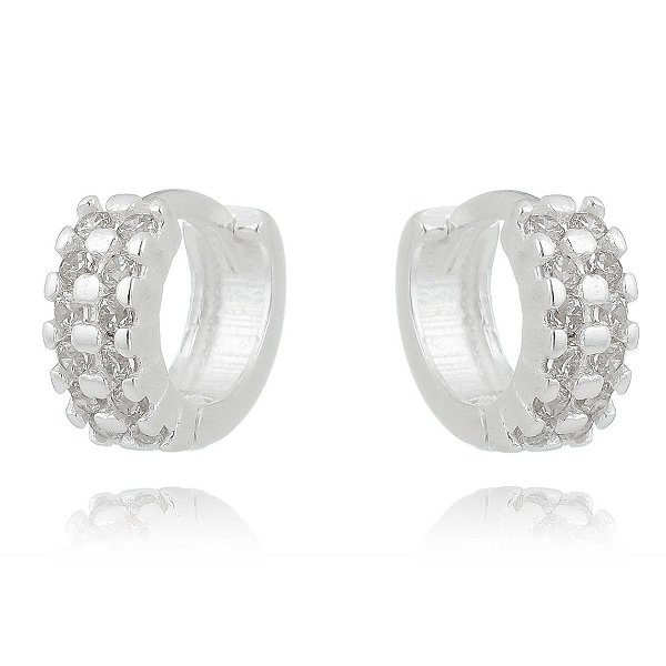 Argolinha De Prata Com Micro Zircônias 1,0 Cm – Joia em Prata 925 de Qualidade