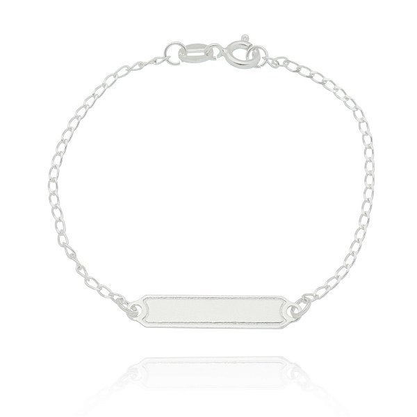 Pulseira De Prata Infantil Plaquinha Retangular – Joia em Prata 925 de Qualidade