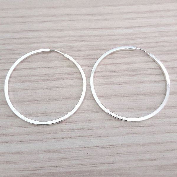 Argola De Prata Fio Quadrado 3,4 Cm – Joia em Prata 925 de Qualidade