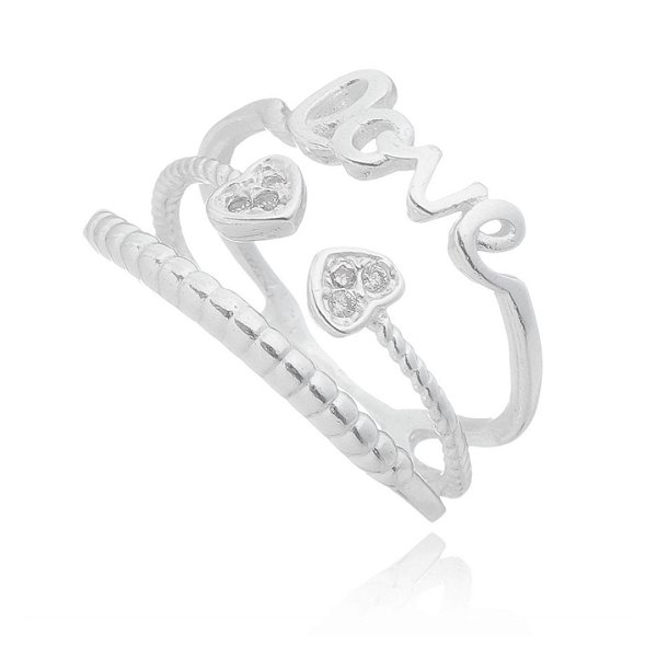 Anel De Prata Amor Triplo – Joia em Prata 925 de Qualidade