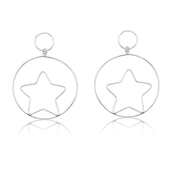 Argola De Prata Geométrico Estrela – Joia em Prata 925 de Qualidade