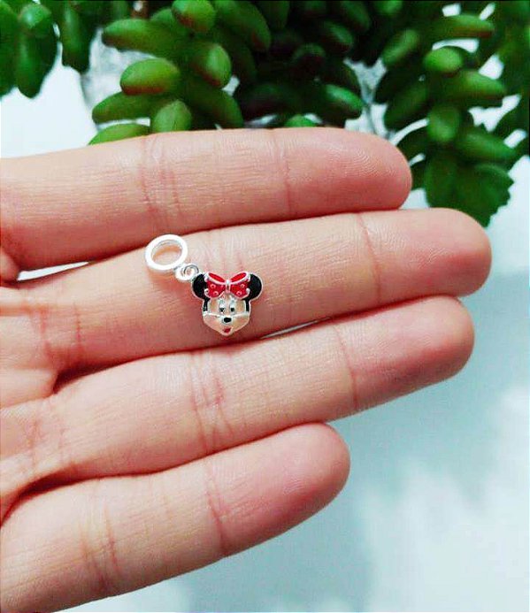 Berloque De Prata Minnie Resina – Joia em Prata 925 de Qualidade