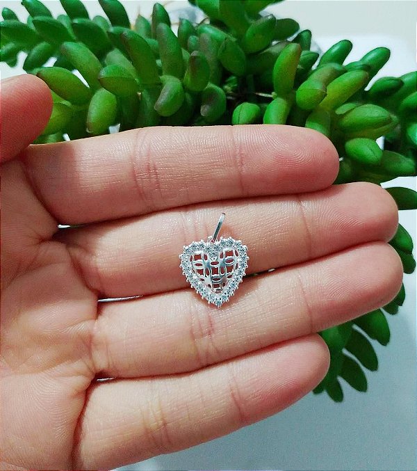 Pingente De Prata Coração Com Micro Zircônia – Joia em Prata 925 de Qualidade