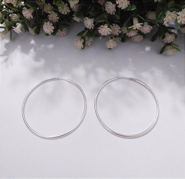 Argola De Prata Fio Redondo 4,5 Cm – Joia em Prata 925 de Qualidade