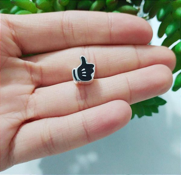 Berloque De Prata Luva Mickey Preta – Joia em Prata 925 de Qualidade