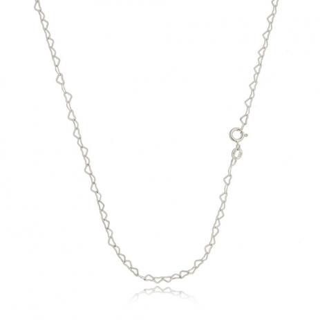 Colar De Prata Corações 60 Cm – Joia em Prata 925 de Qualidade